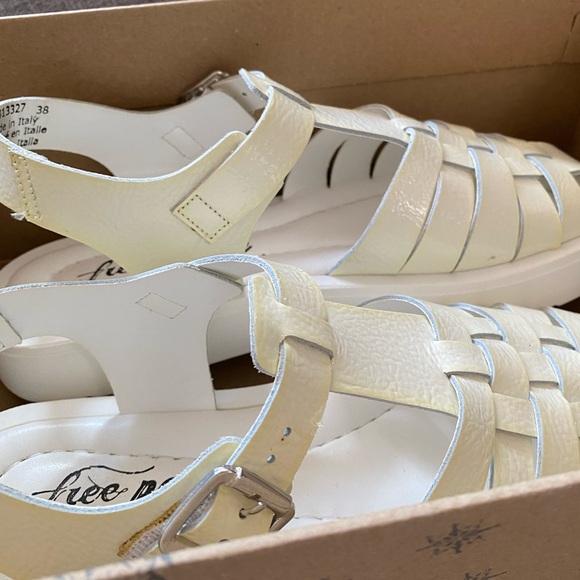 Free People Finn Fisherman Platform Italian Leather Sandals in White/Cream 38 - Picture 12 of 13